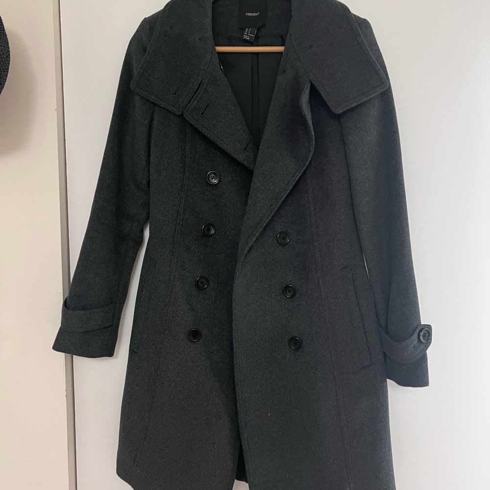 Dark Gray Double-Breasted Coat